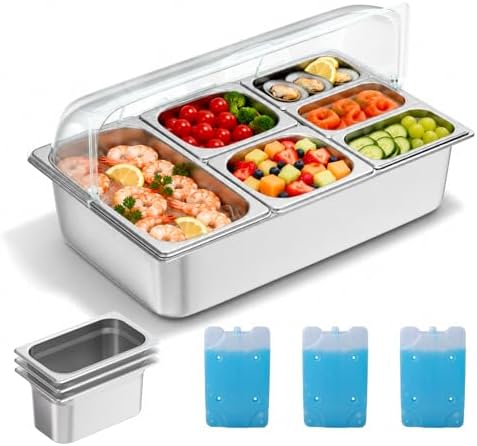 Countertop Food Serving Display Container, Cold Food Buffet Server, Salad Bar Buffet Station for Home & Cold