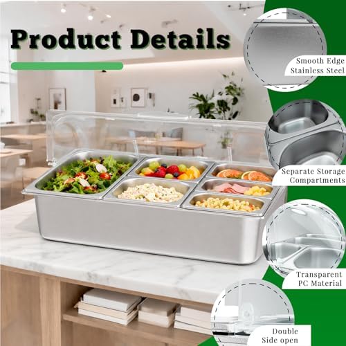 Countertop Food Serving Display Container, Cold Food Buffet Server, Salad Bar Buffet Station for Home & Cold, alternate view
