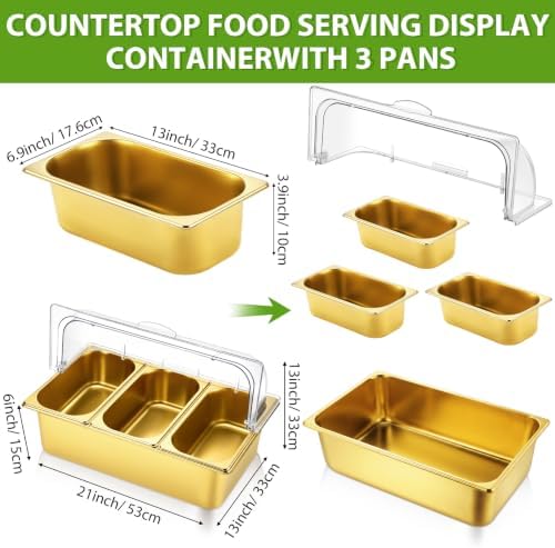 Countertop Food Serving Display Container, Gold, 21 x 13 x 13'' in Gold, alternate view 2