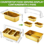 Countertop Food Serving Display Container, Gold, 21 x 13 x 13'' in Gold, alternate view 2