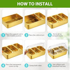 Countertop Food Serving Display Container, Gold, 21 x 13 x 13'' in Gold, alternate view 3