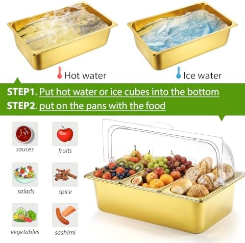 Countertop Food Serving Display Container, Gold, 21 x 13 x 13'' in Gold, alternate view 4
