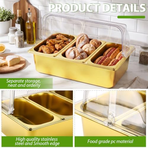 Countertop Food Serving Display Container, Gold, 21 x 13 x 13'' in Gold, alternate view 5