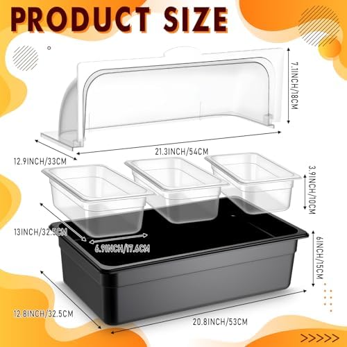 Countertop Food Serving Display Container Ice Chilled Condiment Caddy with Lid Plastic Food Serving Tray with, alternate view