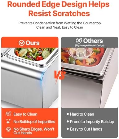 Countertop Food Serving Display Container, Stainless Steel Food Salad Server Tray, Buffet Condiment Dispenser, alternate view