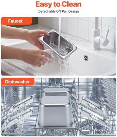 Countertop Food Serving Display Container, Stainless Steel Food Salad Server Tray, Buffet Condiment Dispenser, alternate view