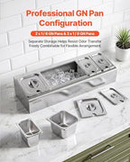 Countertop Food Serving Display Container, Stainless Steel Food Salad Server Tray, Buffet Condiment Dispenser, alternate view