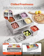 Countertop Food Serving Display Container, Stainless Steel Food Salad Server Tray, Buffet Condiment Dispenser, alternate view