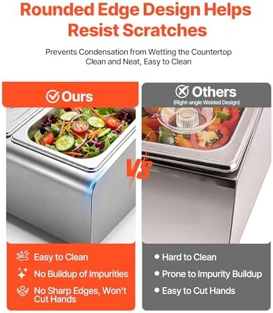 Countertop Food Serving Display Container, Stainless Steel Food Salad Server Tray, Buffet Condiment Dispenser, alternate view