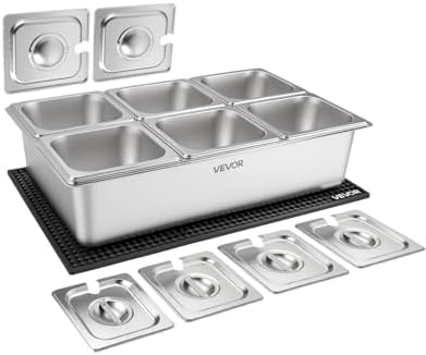 Countertop Food Serving Display Container, Stainless Steel Food Salad Server Tray, Buffet Condiment Dispenser