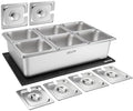 Countertop Food Serving Display Container, Stainless Steel Food Salad Server Tray, Buffet Condiment Dispenser