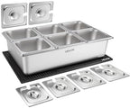Countertop Food Serving Display Container, Stainless Steel Food Salad Server Tray, Buffet Condiment Dispenser