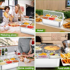 Countertop Food Serving Display Container with Clear Roll Top Cover(6 Pan) in Silver, alternate view 6