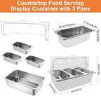 Countertop Food Serving Display Container with Clear Roll Top Cover, Catering Supplies Buffet Display, Perfect, alternate