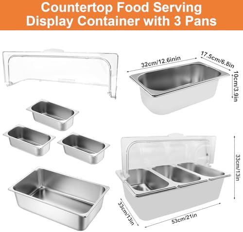 Countertop Food Serving Display Container with Clear Roll Top Cover, Catering Supplies Buffet Display, Perfect, alternate