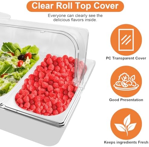 Countertop Food Serving Display Container with Clear Roll Top Cover, Catering Supplies Buffet Display, Perfect, alternate