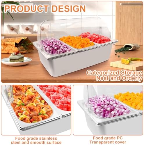 Countertop Food Serving Display Container with Clear Roll Top Cover, Catering Supplies Buffet Display, Perfect, alternate