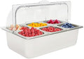 Countertop Food Serving Display Stainless Steel Containers with Clear Roll Top Lids, 6Pan Catering Trays