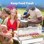 Countertop Ice Food Serving Display Tray with 4 Pan, Portable Salad Bar Buffet Station for Home, Stainless Steel, alternate