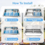 Countertop Ice Food Serving Display Tray with 4 Pan, Portable Salad Bar Buffet Station for Home, Stainless Steel, alternate