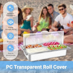 Countertop Ice Food Serving Display Tray with 4 Pan, Portable Salad Bar Buffet Station for Home, Stainless Steel, alternate