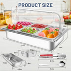 Countertop Ice Food Serving Display Tray with 5 Pan, Salad Bar Buffet Station for Home, Cold Food Buffet Server, alternate