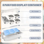 Countertop Ice Food Serving Display Tray with 5 Pan, Salad Bar Buffet Station for Home, Cold Food Buffet Server, alternate