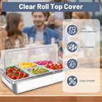 Countertop Ice Food Serving Display Tray with 5 Pan, Salad Bar Buffet Station for Home, Cold Food Buffet Server, alternate