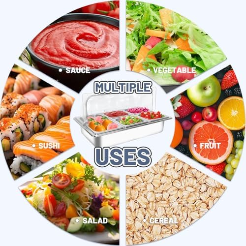 Countertop Ice Food Serving Display Tray with 5 Pan, Salad Bar Buffet Station for Home, Cold Food Buffet Server, alternate