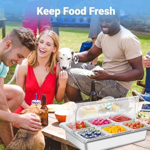 Countertop Ice Food Serving Display Tray with 6 Pan, Portable Salad Bar Buffet Station for Home, Cold Food, alternate view 2