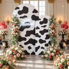 Cow Print Arch Backdrop Cover Set of 2-7.2FT & 6FT Wrinkle Free Spandex Fitted Arch Cover for Round Top Chiara, alternate
