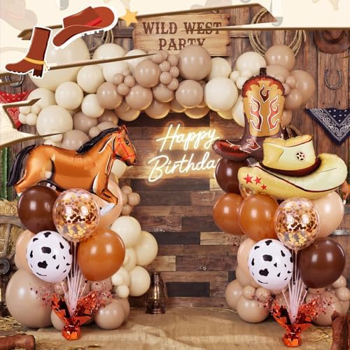 Cowboy Party Balloons Stand Kit 6 Sets, Brown in 6 Count (Pack of 1) in Brown, alternate view 2