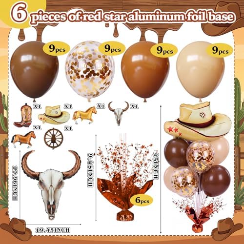 Cowboy Party Balloons Stand Kit 6 Sets, Brown in 6 Count (Pack of 1) in Brown, alternate view 3