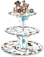 Cowboy Party Cupcake Stand - My First Rodeos Decorations 3 Tier Cake Tower in Cowboy