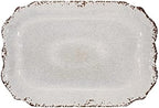 Crackle Melamine Serving Tray, BPA-Free Rustic Rectangular Platter for Appetizers, Cheese, Fruit or