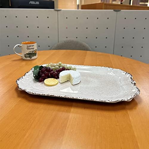 Crackle Melamine Serving Tray, BPA-Free Rustic Rectangular Platter for Appetizers, Cheese, Fruit or, alternate view 5