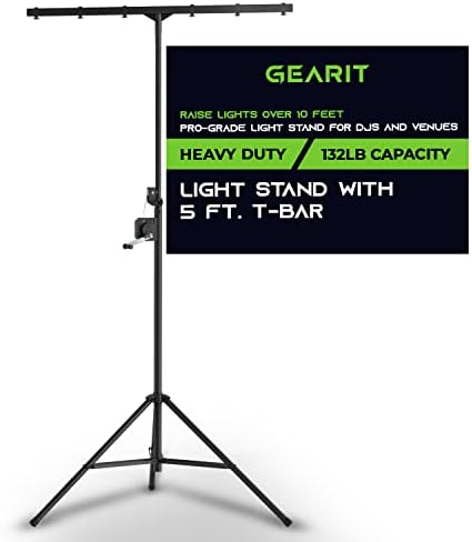 Crank Up Light Stand DJ Stage Lighting Stand with 5 Ft T-Bar Tripod