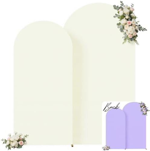 Cream and Purple Arch Backdrop Cover 7.2FT 6FT Wedding Arch Covers Set of 2 Arches Covers Stretchy Backdrop