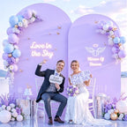 Cream and Purple Arch Backdrop Cover 7.2FT 6FT Wedding Arch Covers Set of 2 Arches Covers Stretchy Backdrop, alternate view 3
