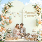 Cream and Purple Arch Backdrop Cover 7.2FT 6FT Wedding Arch Covers Set of 2 Arches Covers Stretchy Backdrop, alternate view 4