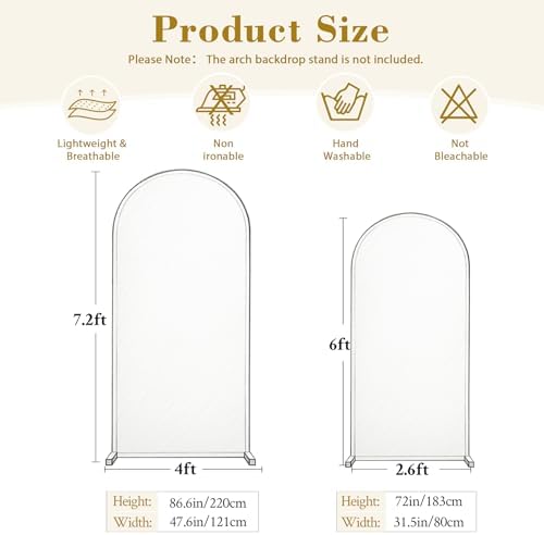 Cream and Purple Arch Backdrop Cover 7.2FT 6FT Wedding Arch Covers Set of 2 Arches Covers Stretchy Backdrop, alternate view 7