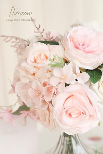 Cream Blush Artificial Flowers Fake Roses Peonies and Greenery Combo Box Set for DIY Pink Wedding Bouquets, alternate view 2