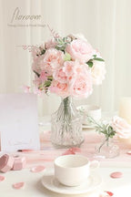 Cream Blush Artificial Flowers Fake Roses Peonies and Greenery Combo Box Set for DIY Pink Wedding Bouquets, alternate view 3
