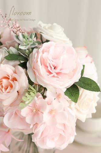 Cream Blush Artificial Flowers Fake Roses Peonies and Greenery Combo Box Set for DIY Pink Wedding Bouquets, alternate view 5