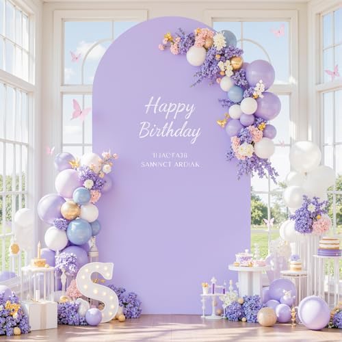 Cream Purple Arch Backdrop Cover 6.6FT Party Wedding Arch Covers Stretchy Backdrop Baby Shower Bridal Shower