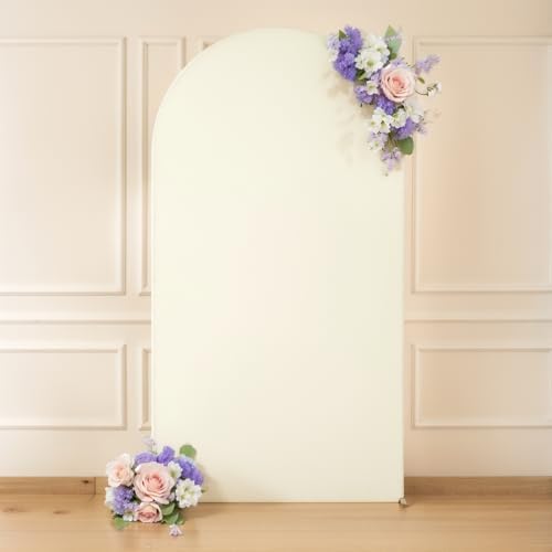 Cream Purple Arch Backdrop Cover 6.6FT Party Wedding Arch Covers Stretchy Backdrop Baby Shower Bridal Shower, alternate view