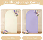 Cream Purple Arch Backdrop Cover 7.2FT Party Wedding Arch Covers Stretchy Backdrop Baby Shower Bridal Shower, alternate view