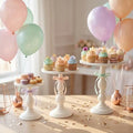 Cream White 3Pcs Metal Round Elegant Cake Stand Set Dessert Display in Off-White