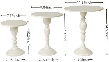 Cream White 3Pcs Metal Round Elegant Cake Stand Set Dessert Display in Off-White, alternate view 2