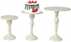 Cream White 3Pcs Metal Round Elegant Cake Stand Set Dessert Display in Off-White, alternate view 3